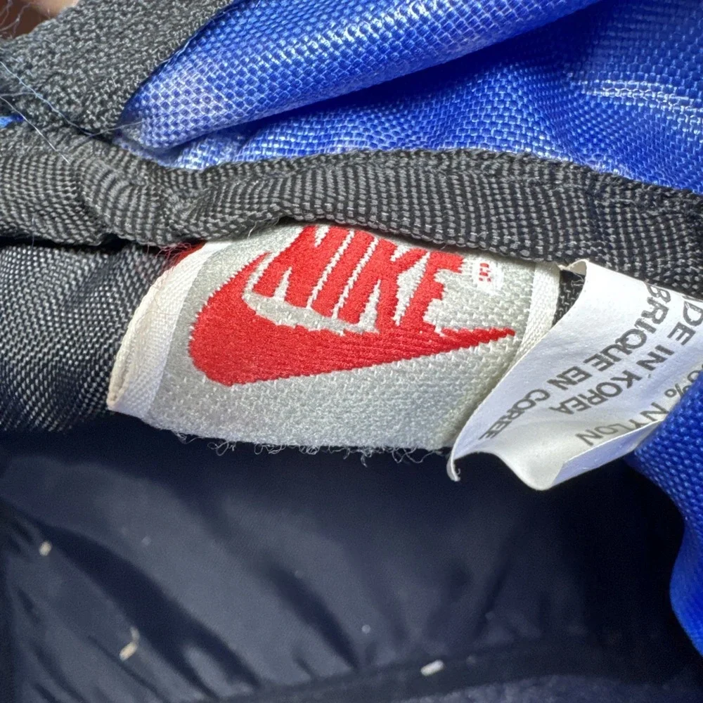 VTG Nike 90s Blue Black Gym Bag  Athletic Performance Nylon Made in Korea Retro